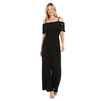 Women's R&M Richards Ruched Cold-Shoulder Wide-Leg Jumpsuit