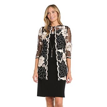 Women's R&M Richards 2 pc Two-Tone Soutache Jacket & Tank Top Dress Set