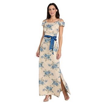 Women's R&M Richards Floral Long Lace Off-the-Shoulder Gown