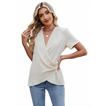 Women's V Neck Short Sleeve Casual T-Shirt Top