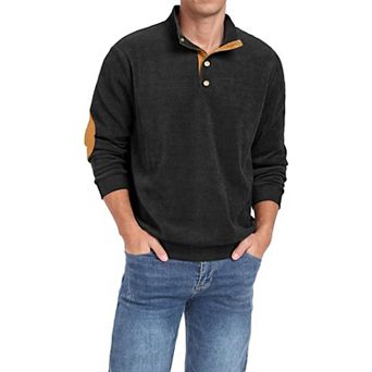 Men's Corduroy Stand Collar Long Sleeve Pullover Sweatshirts Top