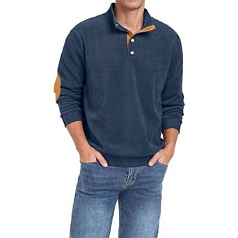 Men's Corduroy Stand Collar Long Sleeve Pullover Sweatshirts Top