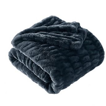 Brooklyn Loom Cloud Luxe Ruched Faux Fur Throw Blanket