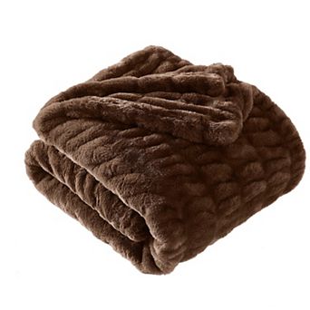 Brooklyn Loom Cloud Luxe Ruched Faux Fur Throw Blanket
