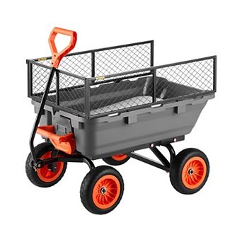 VEVOR Garden Dump Cart, 800 lbs Poly Dump Cart, Garden Carts Dumps Wagon with Storage Fence