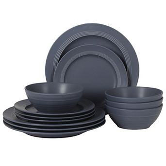 Gibson Elite Infinity 12 pc Stoneware Dinner Plates Salad Plates and Bowls Set