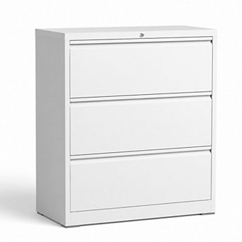 BAOURE Steel 3 Drawer Lateral File Cabinet with Lock Anti Tip for Home Office Use