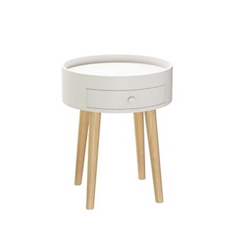 BAOURE MDF And Oak Leg Nightstand End Table With Drawer For Bedroom Living Room