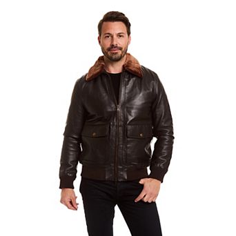Men's Dapper & Dash Lamb Bomber Jacket with Faux Sherpa Collar