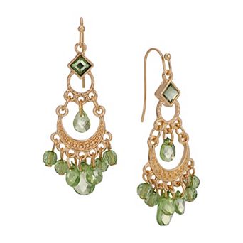 1928 Two-Tone Crystal & Acrylic Briolette Chandelier Earrings