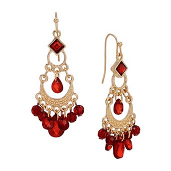 1928 Two-Tone Crystal & Acrylic Briolette Chandelier Earrings