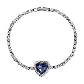 1928 Polished Crystal Heart Bracelet