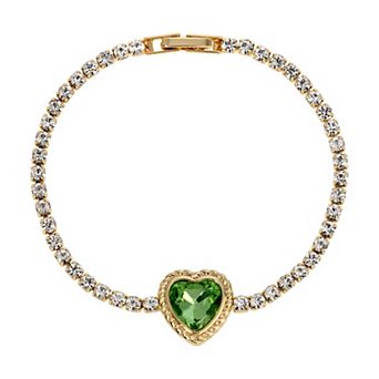 1928 Polished Crystal Heart Bracelet