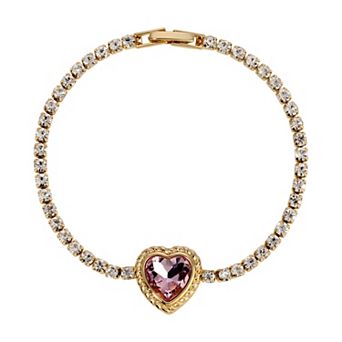 1928 Polished Crystal Heart Bracelet