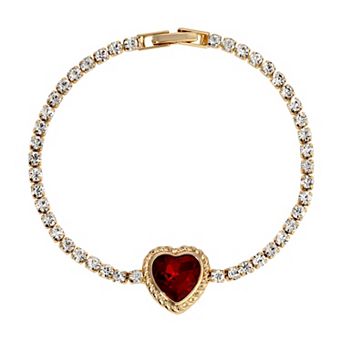 1928 Polished Crystal Heart Bracelet