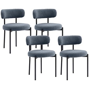 HOMCOM Boucle Dining Chairs with Curved Backrest, Kitchen Chairs, Gray