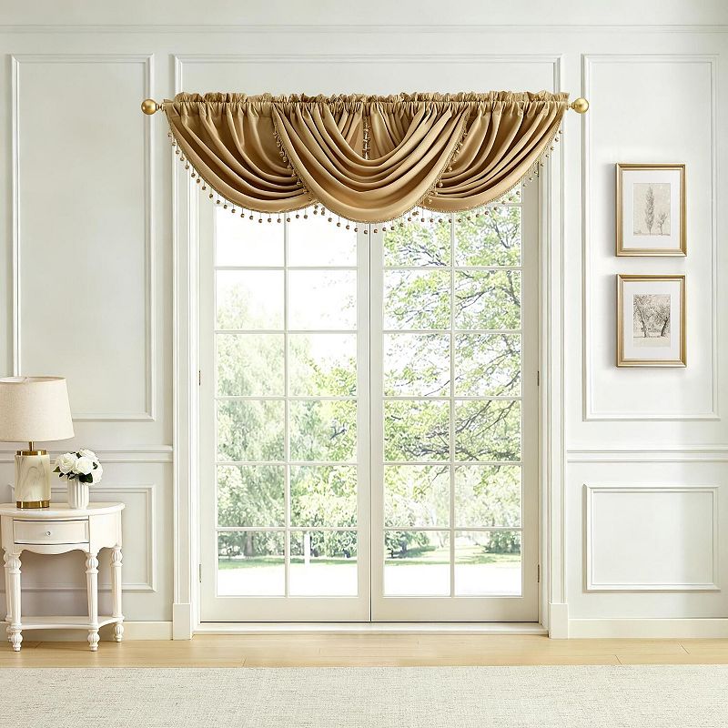 Lenox Imperial Faux Silk Waterfall Window Valance, One Size, Yellow