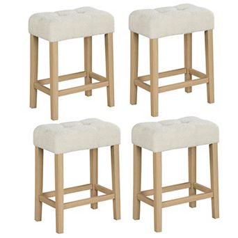 Costway Counter Height Bar Stools with Rubber Wood Legs Footrest Modern for Home