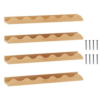 Costway Kids Bookshelf Set of 4 with Fir Wood Structure & Wavy Anti-Falling Edge