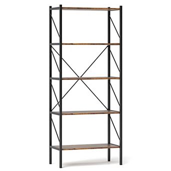 Costway 5 tier Bookshelf, Industrial Tall Bookcase with Open Storage Shelves & Metal Frame