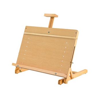 Solid Beech Wooden Tabletop H-frame Adjustable Artist Easel for Drawing Sketching Holds Canvas
