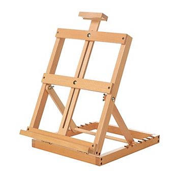 Heavy-duty Tabletop H-frame Wooden Easel Solid Beech Wood Adjustable Desktop Easel Holds Canvas