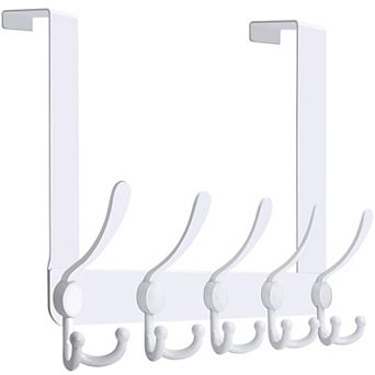 Over The Door Hook Rack 5 Hooks for Coat Towel Clothes Bathroom Bedroom Hanging Storage Organizer