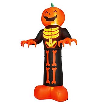 Merck Hearth 12ft Inflatable Grim Reaper Pumpkin Halloween Decoration Skeleton Outdoor Decor