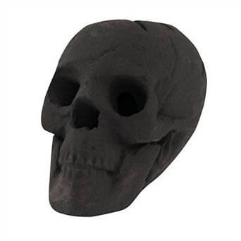 Merck Hearth 8.5" Halloween Fire Pit Skull Decoration Ceramic Skull Flame Effect Party Decor