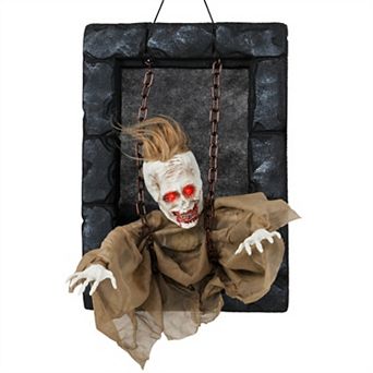 Merck Hearth 18" Halloween Zombie Decoration with Sound Activated Motion Red Eyes Decor