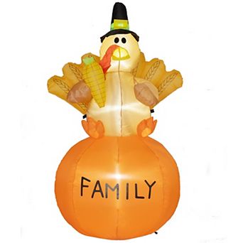 Merck Hearth 4.9 ft Inflatable Thanksgiving Turkey Decoration with LED Lights Outdoor Decor