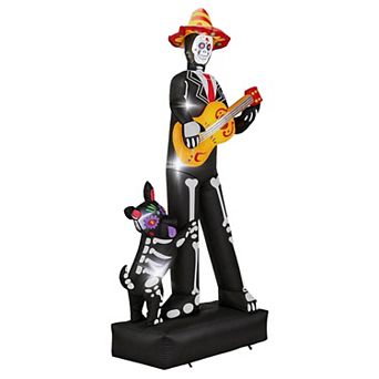 Merck Hearth 7.3 ft Inflatable Ghost Musician Halloween Decoration LED Light Outdoor Decor