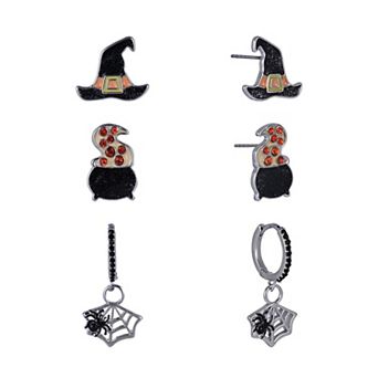 Hallmark Halloween Stud and Hoop Trio Earring Set