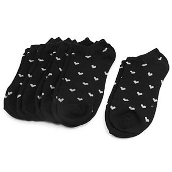 Unisex Heart Pattern Stretch Casual Sports Ankle Socks 5 Pairs