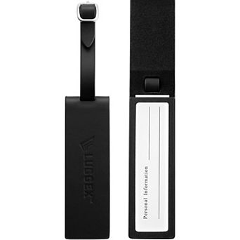 LUGGEX Luggage Tag, Genuine Leather Suitcase ID Tag with Magnetic Privacy Flap and Adjustable Strap