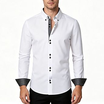 Men's Color-Block Stretch Long Sleeve Shirt
