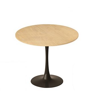 KWPZQEB 23.6" Small Round Table, Tulip Kitchen Table with Steel Base