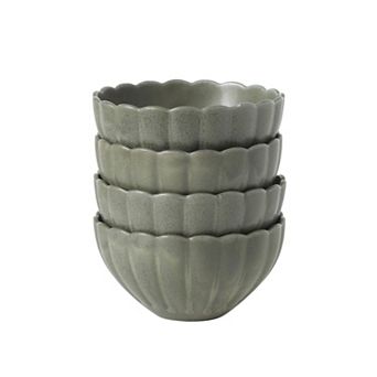 Gibson Elite Bistro Fleur Stoneware Cereal Bowls Set of 4, 5.5 in Fluted Bowls, Reactive Glaze