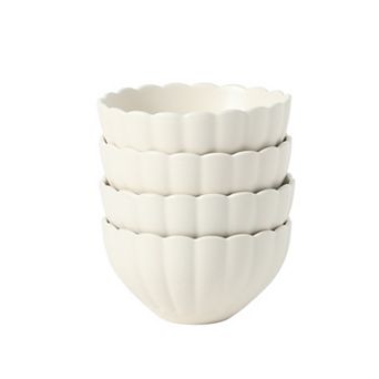Gibson Elite Bistro Fleur Stoneware Cereal Bowls Set of 4, 5.5 in Fluted Bowls, Reactive Glaze