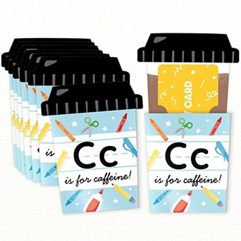 School Supplies Coffee Cup Gift Card Holders, Teacher Appreciation Money Holders, Nifty Gifty, 8 ct