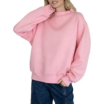 Womens Mock Neck Sweatshirt Oversized Drop Shoulder Long Sleeve Top For Casual Daily Wear