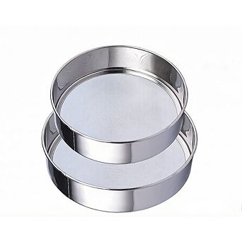 Zoulao 2-Pack Stainless Steel Flour Sieves, 8" 40 Mesh & 6" 60 Mesh, Round Sifters