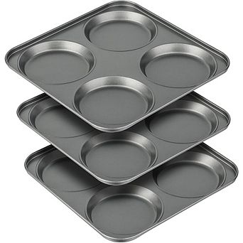 Zoulao 3 pc Muffin Top Pan Set, Non-Stick for Buns, Eggs & Cookies
