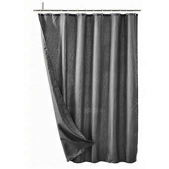 Shower Curtain Set, Grey 3-in-1 Fabric Curtain with Liner & Hooks, 72x72"