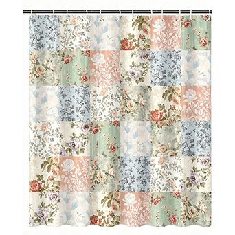 Boho Shower Curtain, 72x72" Pink Floral Waterproof, Vintage Farmhouse Style