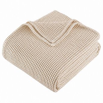 100% Natural Cotton Waffle Throw Blanket All Season Breathable Home Decor