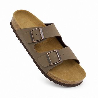 Men's Leather Footbed Slide Sandals