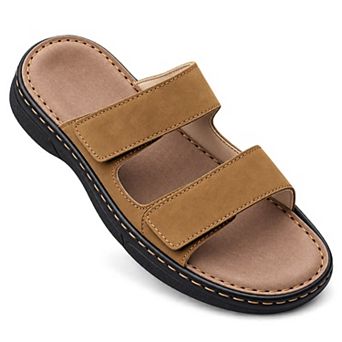 Men's Leather Adjustable Slides