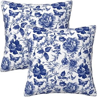 Floral Butterfly Pillow Covers Vintage Chinoiserie Couch Pillow Case Sets of 2 Modern Decorative