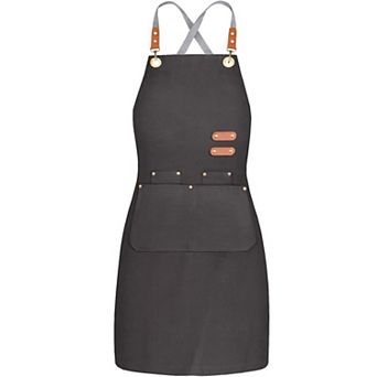 chef apron bib tool apron for man woman cross back straps with 4 pockets for kitchen cooking